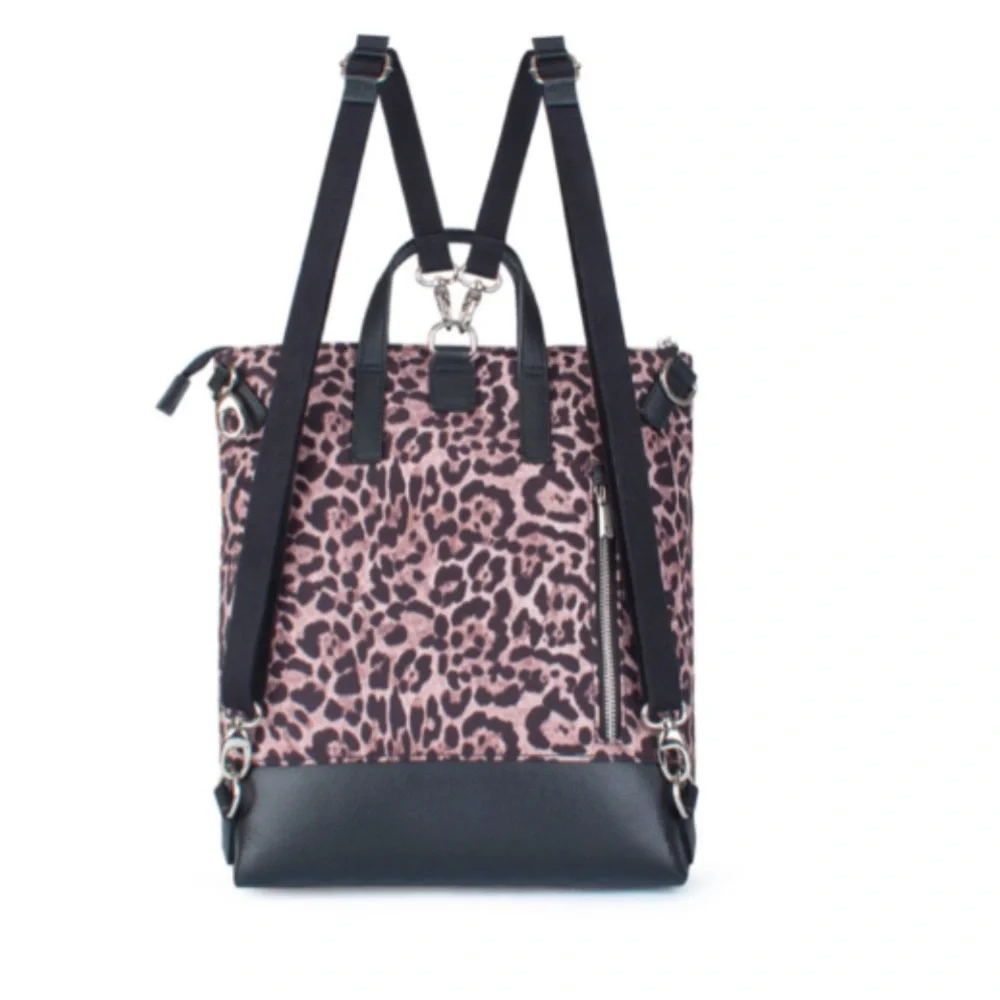 TJ Collection Leopard Torbole Convertible Transformer Backpack Crossbody Bag